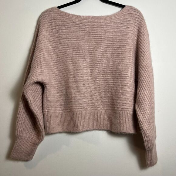 Abercrombie & Fitch Soft Fuzzy Knit Boatneck Dolman Sweater Blush Pink Womens S - Picture 2 of 7